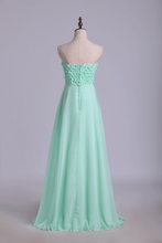 Load image into Gallery viewer, 2022 Prom Dresses Empire Waist A Line Floor Length With Beads&amp;Handmade Flowers