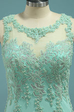 Load image into Gallery viewer, 2022 Prom Dresses Mermaid Scoop Spandex With Applique Sweep Train