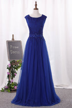 Load image into Gallery viewer, 2022 A Line Scoop Tulle With Beading Prom Dresses Floor Length