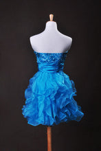 Load image into Gallery viewer, 2022 Collection Blue  A Line Sweetheart  Short/Mini Organza Cz