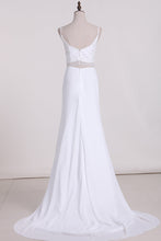 Load image into Gallery viewer, 2022 Two-Piece Spaghetti Straps Wedding Dresses A Line Chiffon With Beading