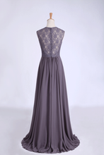 Load image into Gallery viewer, 2024 V-Neck A Line Bridesmaid Dresses Floor Length Lace &amp; Chiffon