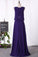2022 Chiffon Scoop A Line Floor Length Prom Dresses With Beading