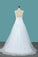 2022 A Line Tulle & Lace Wedding Dresses Scoop Sweep Train New Arrival