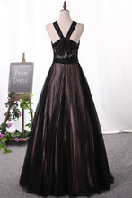 Load image into Gallery viewer, 2024 Prom Dresses Tulle &amp; Lace With Beading Floor Length A Line