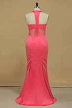 Load image into Gallery viewer, 2024 Scoop Mermaid Prom Dresses Satin Floor Length Zipper Up