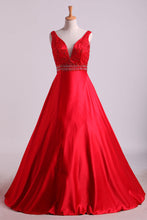 Load image into Gallery viewer, 2024 Evening Dresses A-Line Floor Length Lace-Up Satin