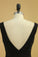2022 Black Lace Evening Dresses V Neck Open Back Sweep Train Sheath Size 8