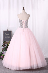 2022 Ball Gown Sweetheart Quinceanera Dresses Tulle With Beading Floor Length