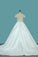 2022 A Line Scoop Wedding Dresses Satin With Handmade Flower And Sash Chapel Train