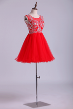 Load image into Gallery viewer, 2022 Scoop Beaded Bodice Homecoming Dresses A Line Short Tulle