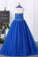 2022 Halter Ball Gown Flower Girl Dresses Dark Royal Blue With Beading