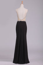 Load image into Gallery viewer, 2024 Spaghetti Straps Beaded Bodice Prom Dresses Sheath Spandex