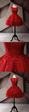 Load image into Gallery viewer, , Applique Junior School Dress, Lace Ryan Homecoming Dresses Red Graduation Dress CD1101