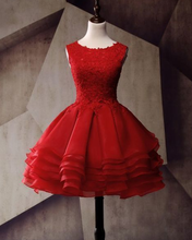 Load image into Gallery viewer, , Applique Junior School Dress, Lace Ryan Homecoming Dresses Red Graduation Dress CD1101