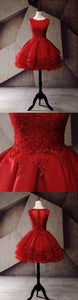 , Applique Junior School Dress, Lace Ryan Homecoming Dresses Red Graduation Dress CD1101