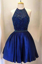 Load image into Gallery viewer, Luxurious Backless Ashley Royal Blue Homecoming Dresses Beaded Halter CD110