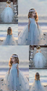Princess Floor Length Flower Girl Homecoming Dresses Sage Dress CD12109