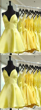 Load image into Gallery viewer, V Neck Homecoming Dresses Frederica Short Yellow Dresses Short V Neck Yellow Graduation CD127