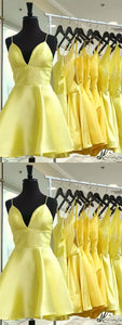 V Neck Homecoming Dresses Frederica Short Yellow Dresses Short V Neck Yellow Graduation CD127