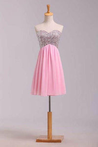 2024 Empire Waist Sweetheart Short/Mini With Sequins Homecoming Dresses Lara Chiffon CD1441