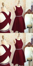 Load image into Gallery viewer, Cocktail Jazlynn A Line Homecoming Dresses Short , Burgundy , Cross Back Short Party Dress, Dresses CD148