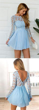Load image into Gallery viewer, Pretty Girl Homecoming Dresses Chanel Cocktail Dress Long Sleeve Appliques Dress Mini Short CD155