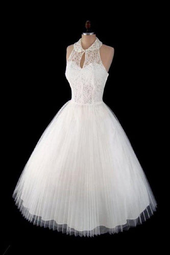 , Homecoming Dresses Giana Lace Elegant Turn-Down Collar Key Hole Sleeveless Tea-Length With CD1627