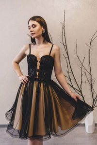 Lace Wendy Homecoming Dresses Black Tulle Short CD16400