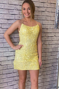 Yellow Party Dress Party Laurel Lace Homecoming Dresses Dresses CD17048
