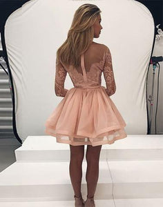 Long Sleeve Tulle Zipper Kayla Homecoming Dresses Lace Back Party Dress CD209