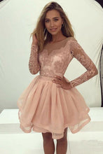 Load image into Gallery viewer, Long Sleeve Tulle Zipper Kayla Homecoming Dresses Lace Back Party Dress CD209