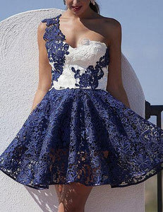 Blue Cassandra Homecoming Dresses Lace Short CD22250