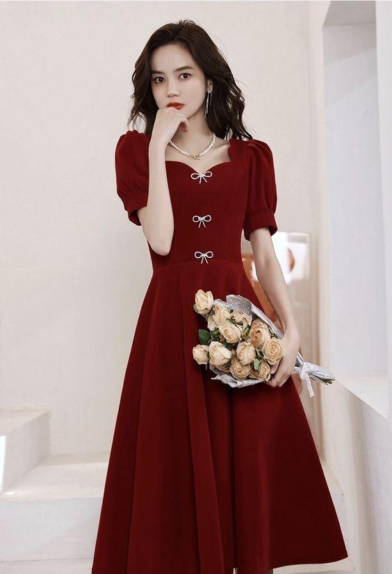 Sweetheart Graduation Dress Red Party Dress Alexus Homecoming Dresses Short Sleeve Custom Made CD22285