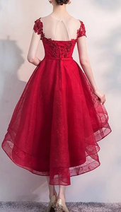Beautiful Red Cap Sleeves High Alexa Homecoming Dresses Waist Party Dress Red CD2244