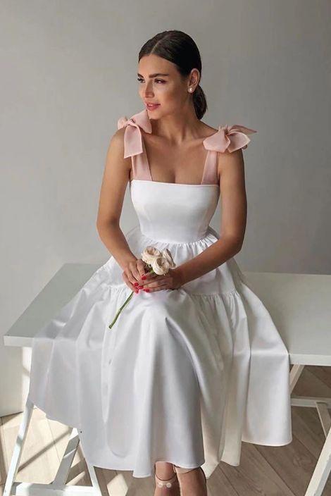 Mariela Homecoming Dresses Satin White Short White CD22729
