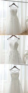 Lovely Tea Length White Tulle And Round Neckline Party Homecoming Dresses Lace Erin Dresses White Formal Dresses CD23697