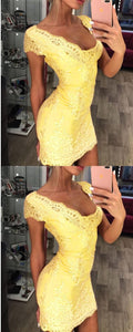 Yellow , Bodycon Lace Homecoming Dresses Kathy CD2372