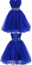 Load image into Gallery viewer, A-Line Sweetheart Short Tulle -Up Jayden Royal Blue Homecoming Dresses Lace CD2482