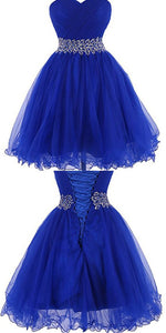 A-Line Sweetheart Short Tulle -Up Jayden Royal Blue Homecoming Dresses Lace CD2482