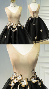 Black Outstanding Short With A-Line/Princess Homecoming Dresses Lace Beryl Up Butterfly Dresses CD264