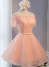 Load image into Gallery viewer, Off Shoulder Short , Pink Saniya Homecoming Dresses Lovely Party Dress For Sale CD2938