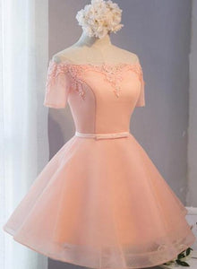 Off Shoulder Short , Pink Saniya Homecoming Dresses Lovely Party Dress For Sale CD2938