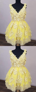 Cute Yellow Dresses Lace Homecoming Dresses Claudia CD3448