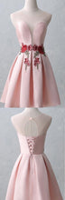 Load image into Gallery viewer, Short Camilla Lace Pink Homecoming Dresses With Pleated Up Mini Light CD355
