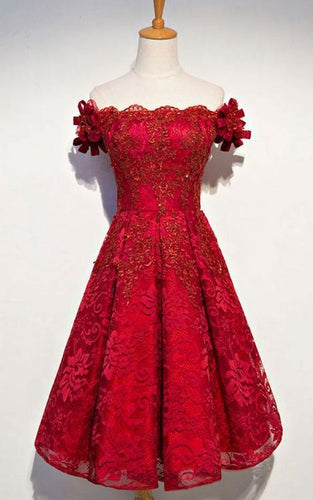 , Sequin Dress, Lace Homecoming Dresses Michaela Off-Shoulder CD3671