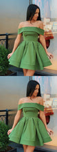 Load image into Gallery viewer, Off Shoulder Short Green Dresses Short Green Formal Graduation Dresses Homecoming Dresses Amani CD3980