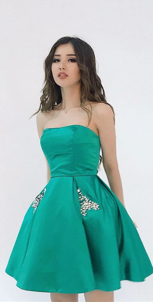Short Brooke Homecoming Dresses , Green CD4292
