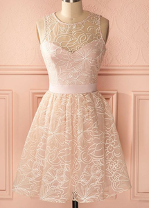 A-Line Scoop Short/Mini Lace Cocktail Homecoming Dresses Lesley Dress Dress CD4614