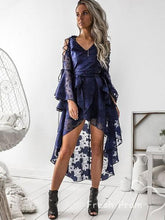 Load image into Gallery viewer, A-Line V-Neck Lace Homecoming Dresses Myla Long Sleeves High Low Custom CD4669